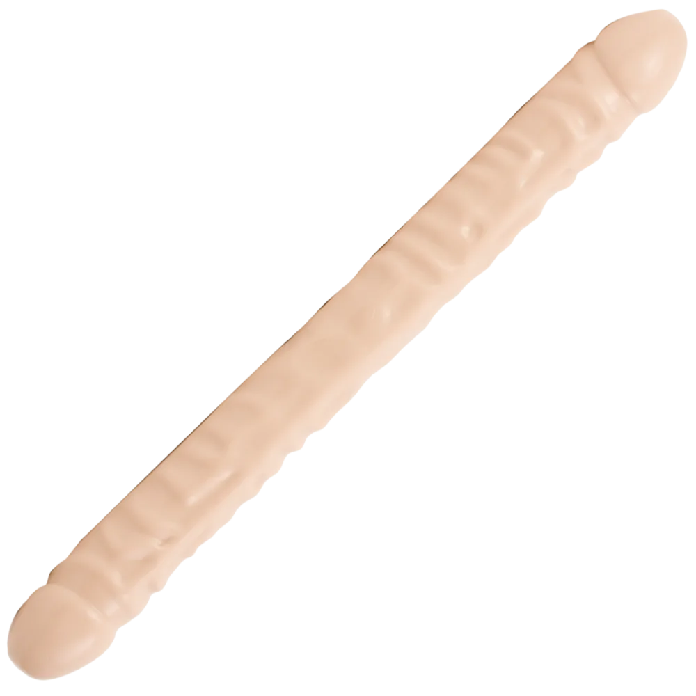 Geaderde Dubbele Kop - Dildo met Dubbele Einden - 18 / 45 cm