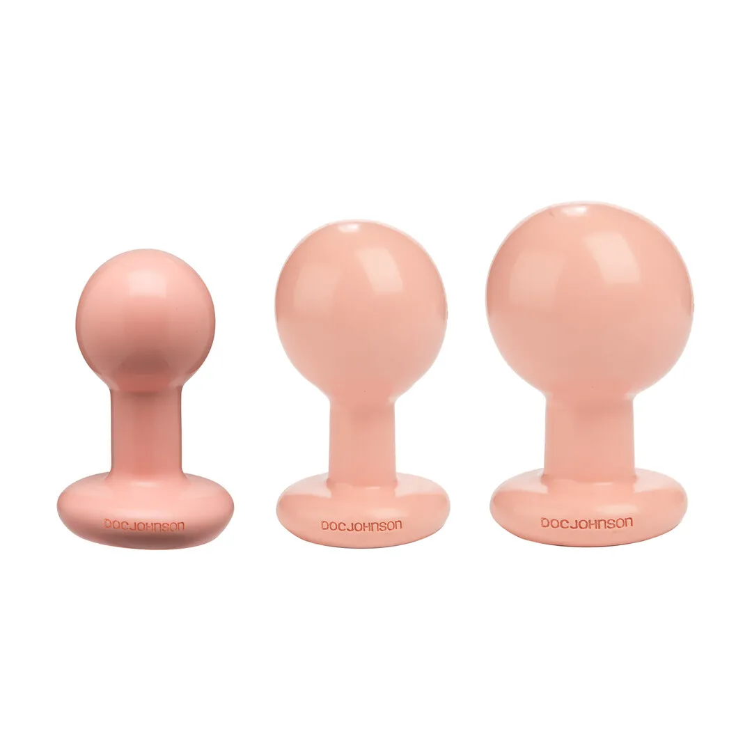 The Classic - Round Butt Plug - 3 Piece Set - Cream