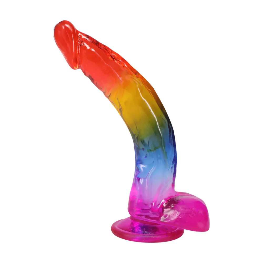 Realistische Cock met Ballen - 9,5 / 24,1 cm - Regenboog
