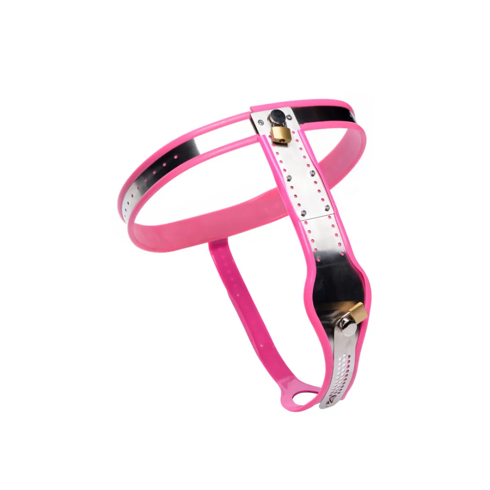 Roestvrijstalen Verstelbare Vrouwen Kinky Chastity Belt - Roze