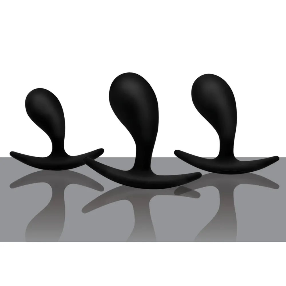 Dark Droplets - 3-delige Gebogen Anale Trainer Set - Zwart
