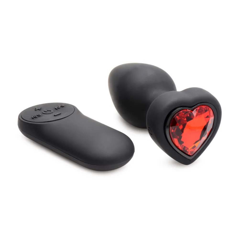Siliconen Vibrerende Rode Hart - Butt Plug met Afstandsbediening - Klein