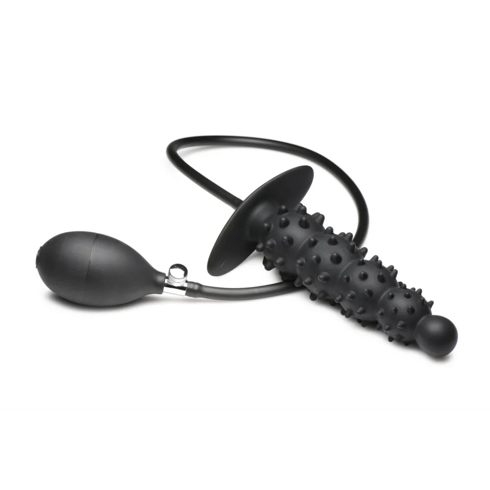 Ass Puffer - Nubbed Inflatable Silicone Anale Plug - Zwart