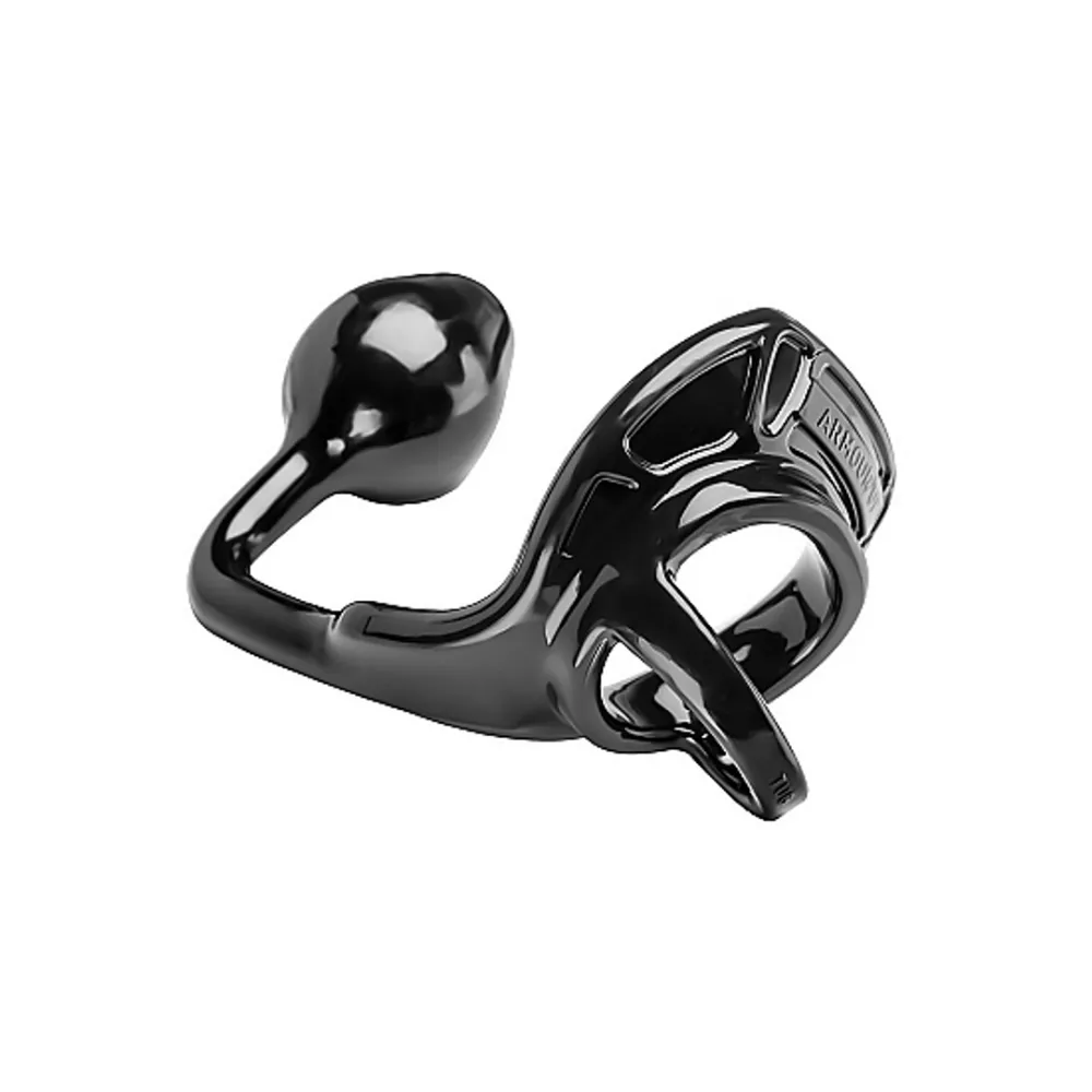 Armor Tug Lock - Cockring met Ball Strap en Butt Plug - Medium