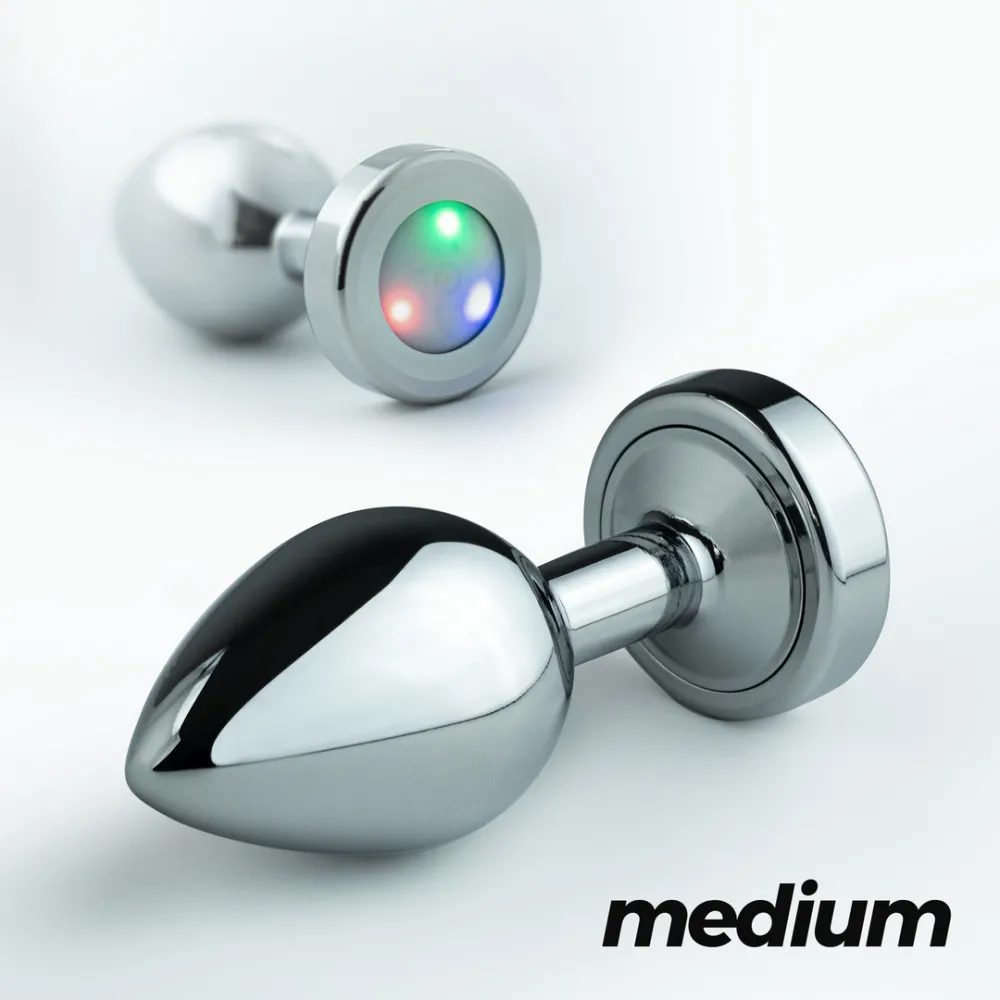 Borealis - Metalen Anale Plug met LED RGB - Medium - Zilver
