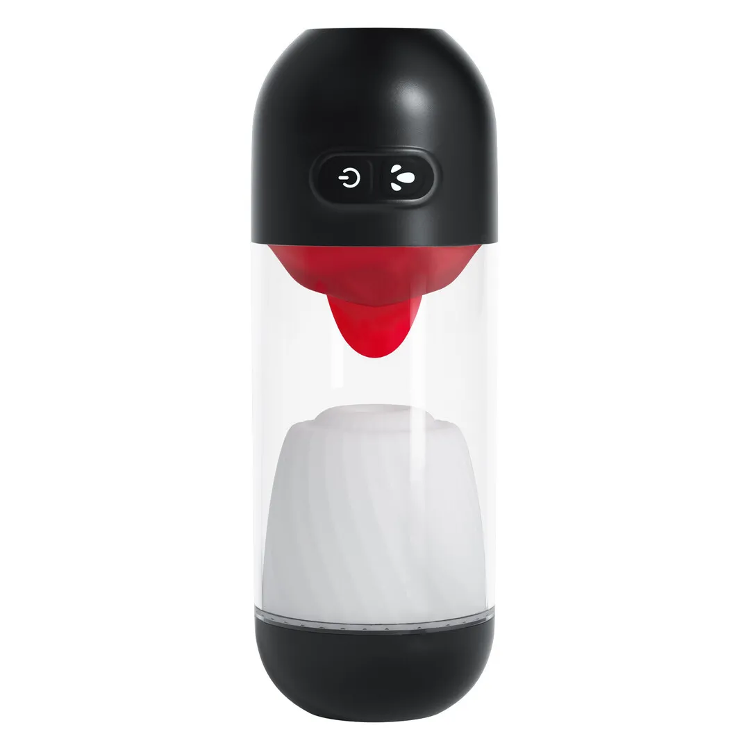 Slurpy - 2 in 1 Afneembare Lik- en Vibrerende Masturbator - Transparant