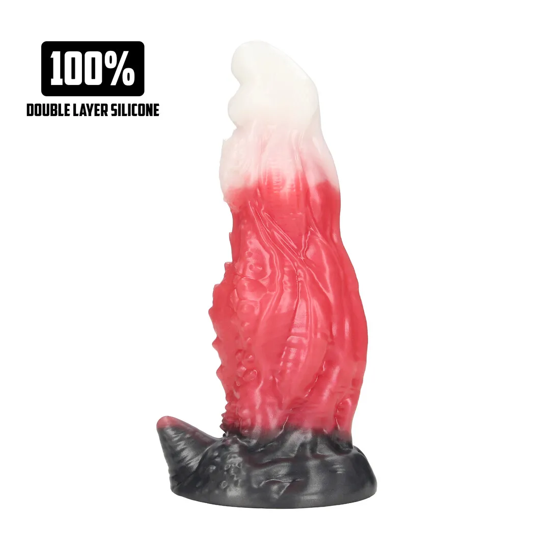 Space Night Fiend - Siliconen Dildo - Rood/Wit