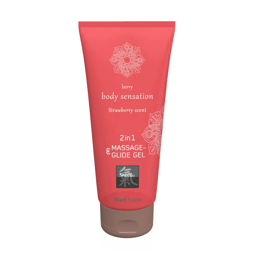 2 in 1 Massage en Glide Gel - Aardbei - 7 fl oz / 200 ml