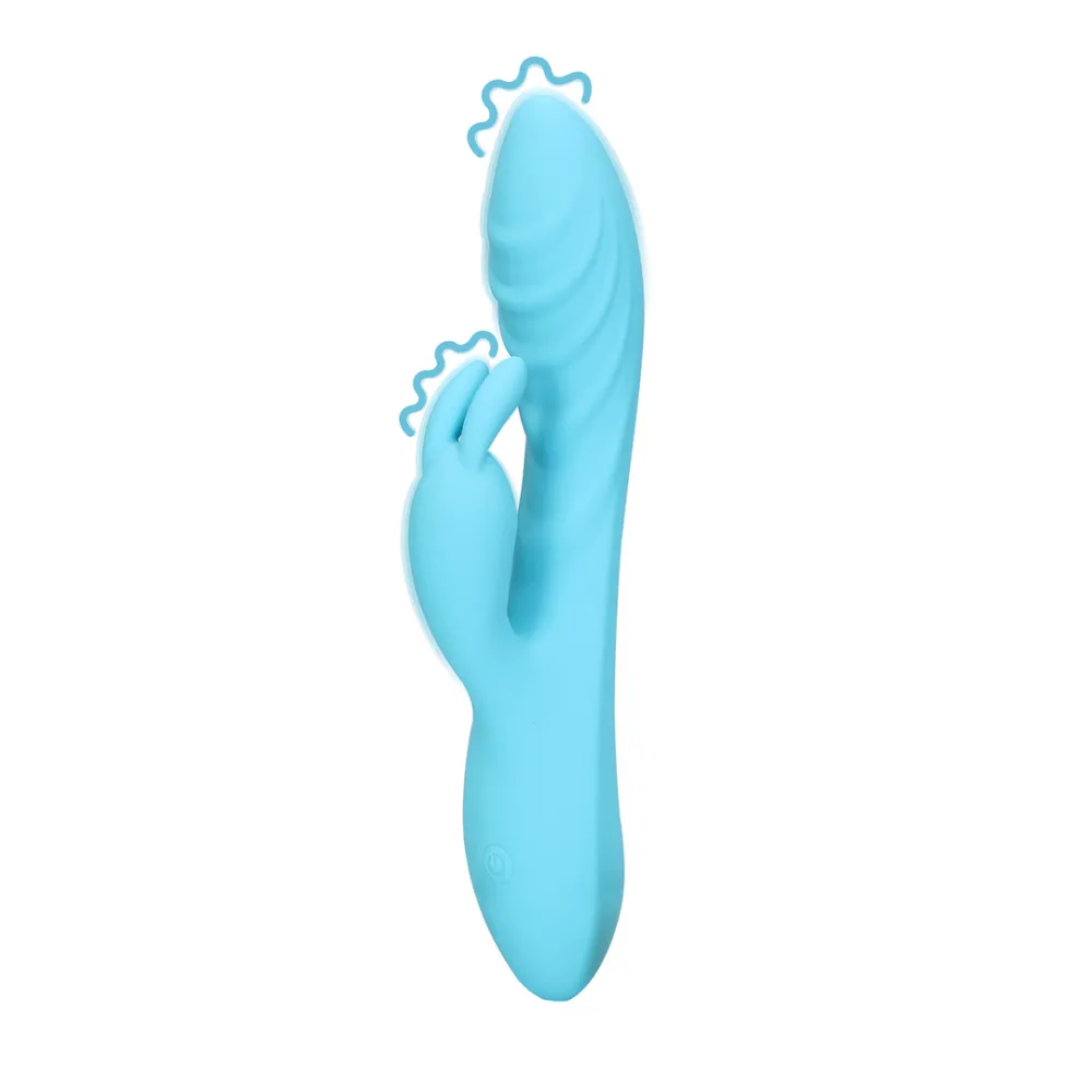 Geribbelde Ultra Zachte Siliconen Konijn Vibrator - Glaciaal Blauw
