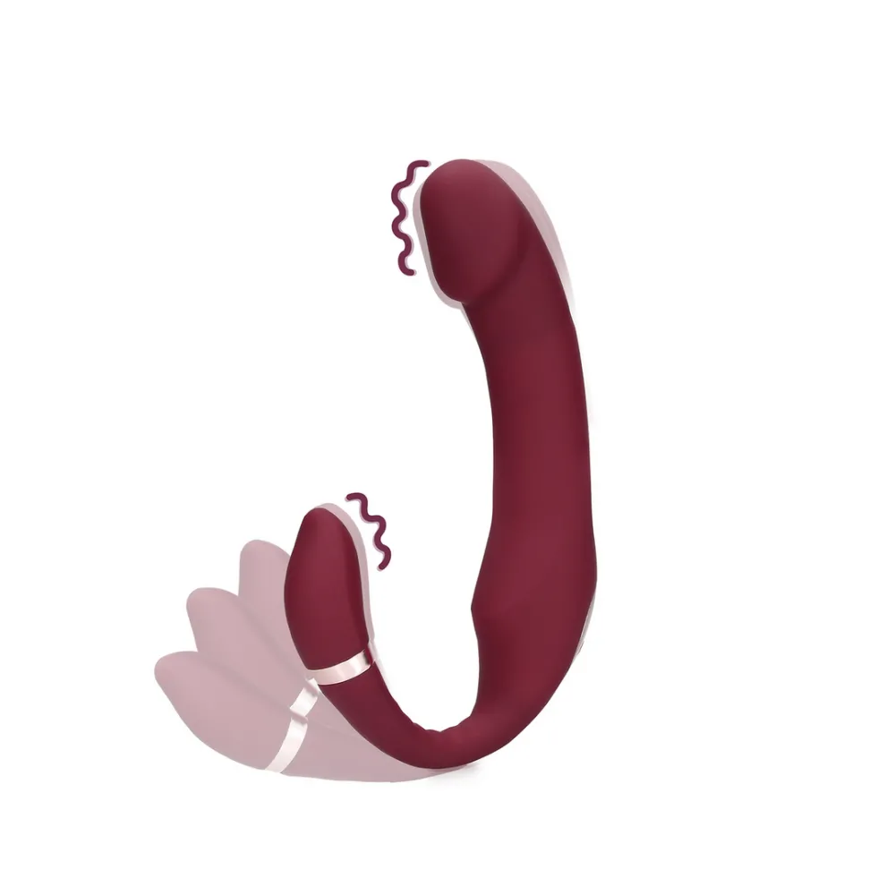 Buigbare Vibrerende Strapless Strap-on - Merlot Druif