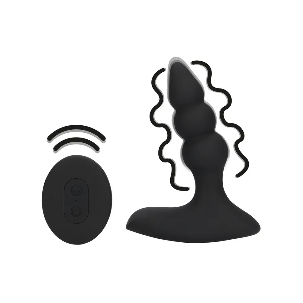 Beaded Vibrerende Anale Plug met Afstandsbediening - Zoethout Zwart