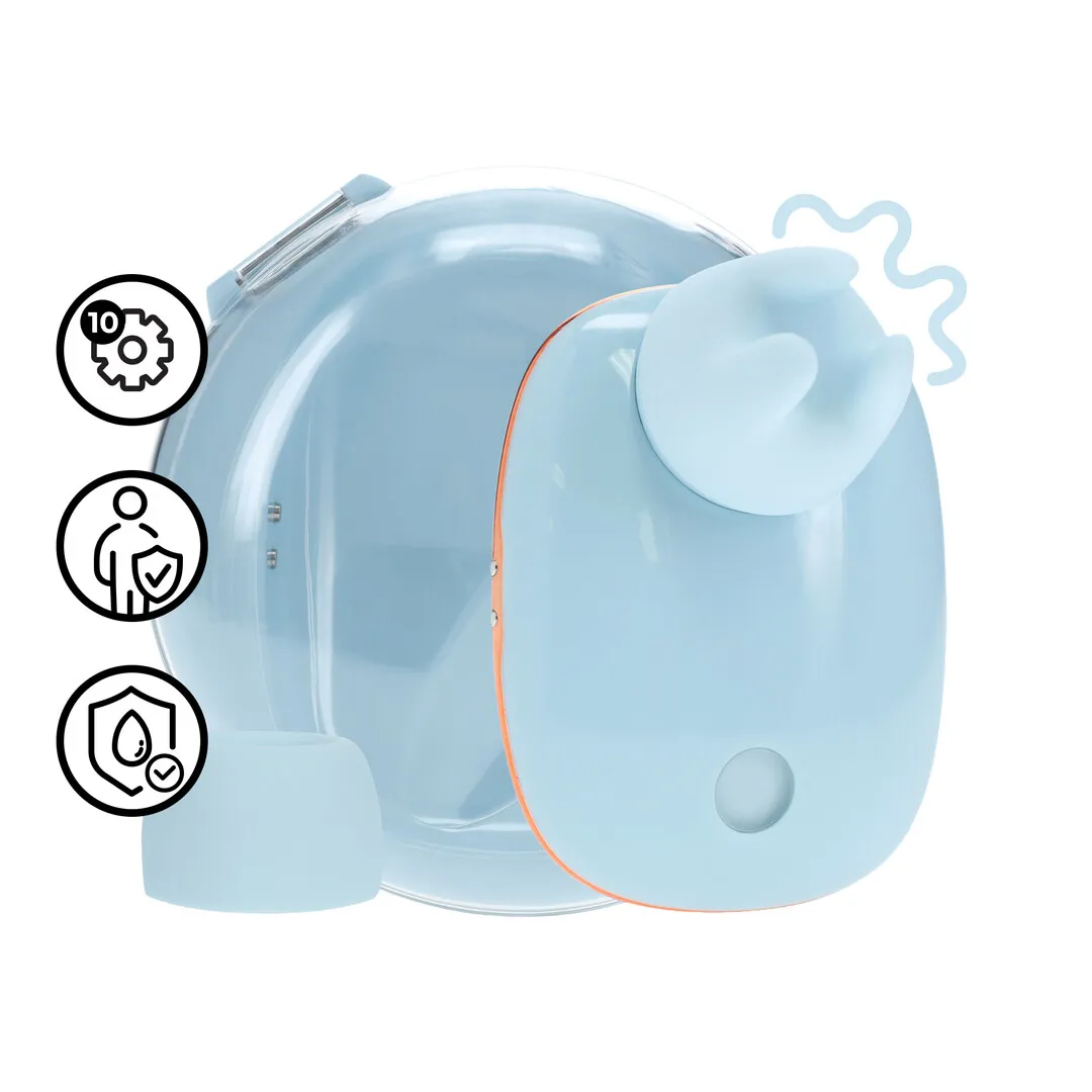 Dreamsicle - Compact AirTap Vibrator met Twee Hoofdaccessoires - Blauw