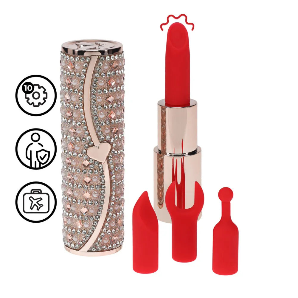 Tiffany - Lipstick Vibrator with 4 Attachments - Pink