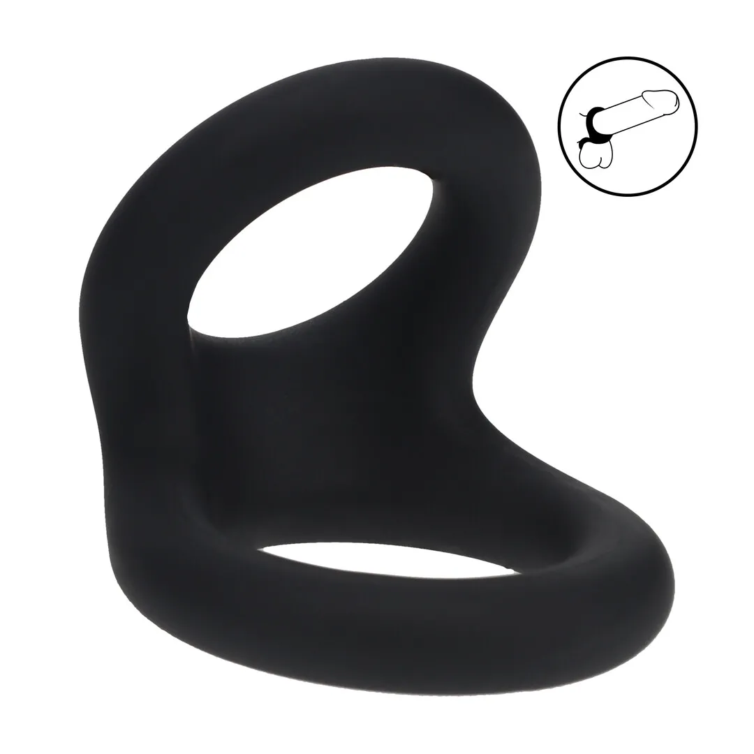 Double O Siliconen Cockring - S - Zwart