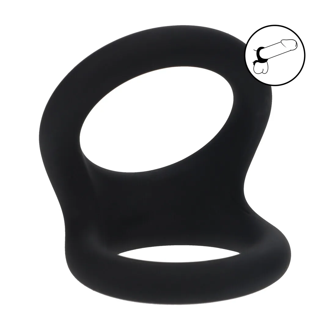 Double O Siliconen Cockring - L - Zwart