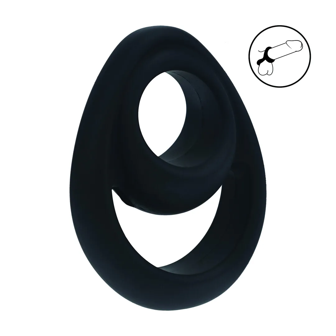 Double Ergo Siliconen Cockring - Zwart