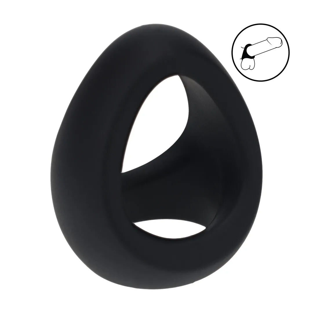 Zachte Tri O Siliconen Cockring - Zwart