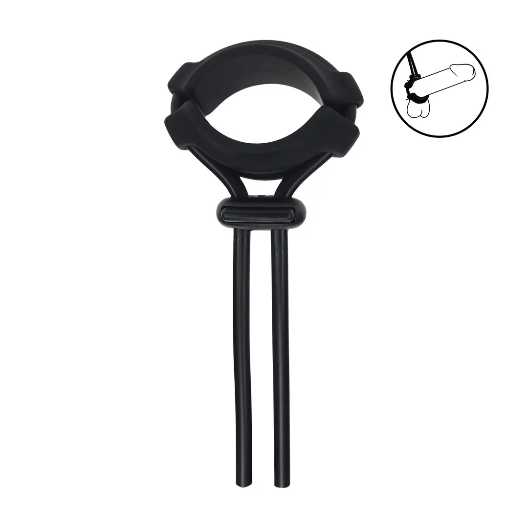 Afneembare Brede Verstelbare Siliconen Lasso Cockring - 5mm - Zwart