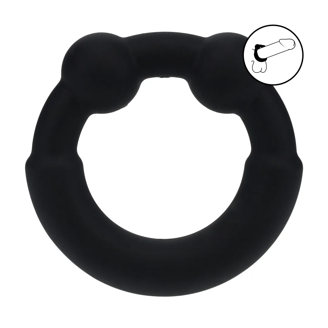 Metaal en Siliconen Cockring - Zwart