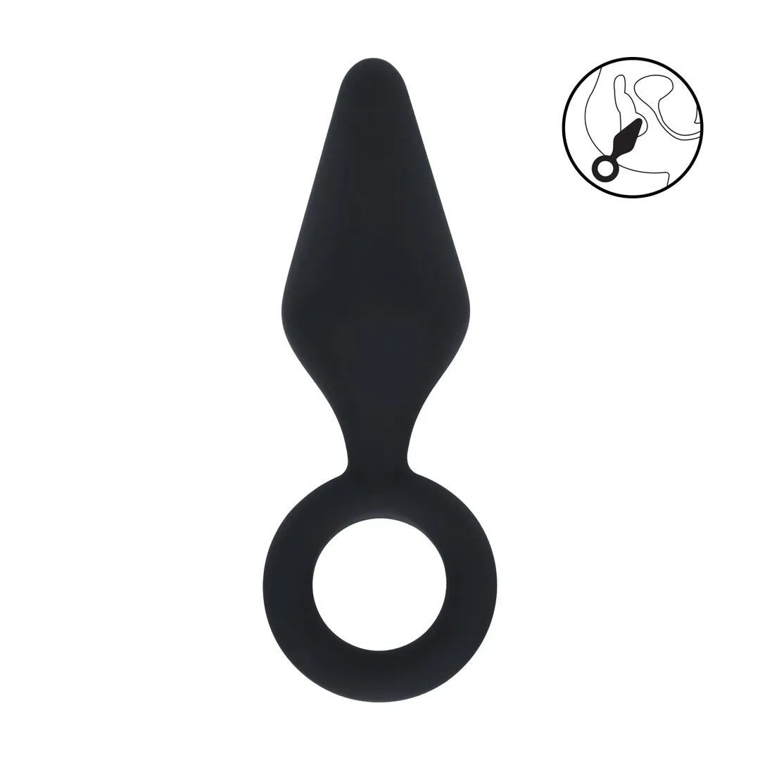 Siliconen Anale Plug met Luss - S - Zwart