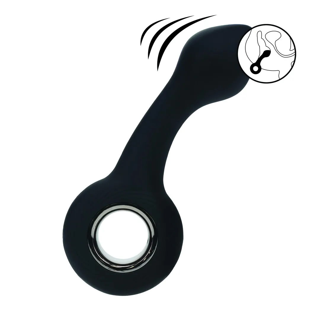 Vibrerende Bulb Silicone Prostaat Massager met Lus - Zwart