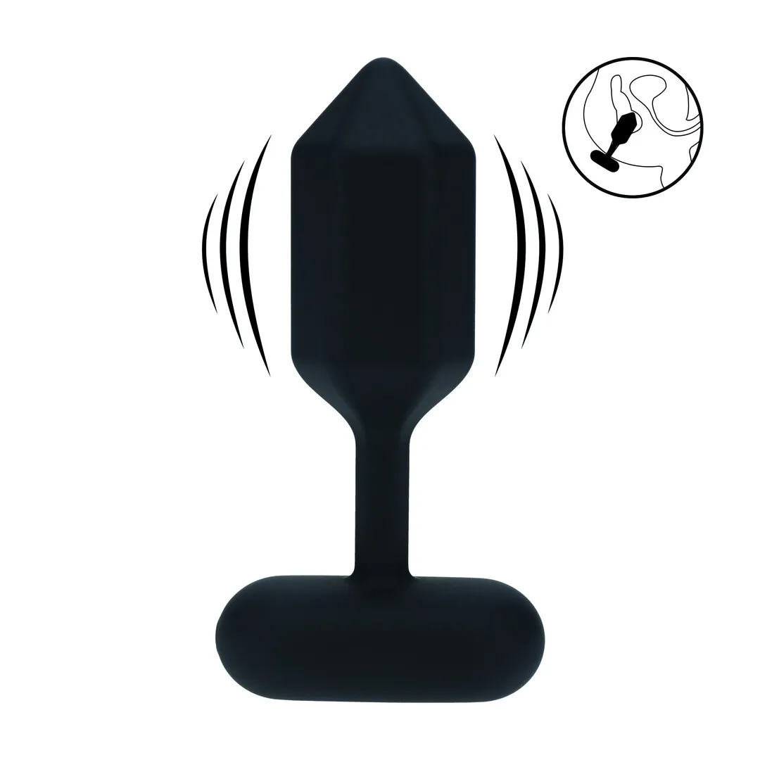 Hexagonale Vibrerende Silicone Anale Plug - S - Zwart
