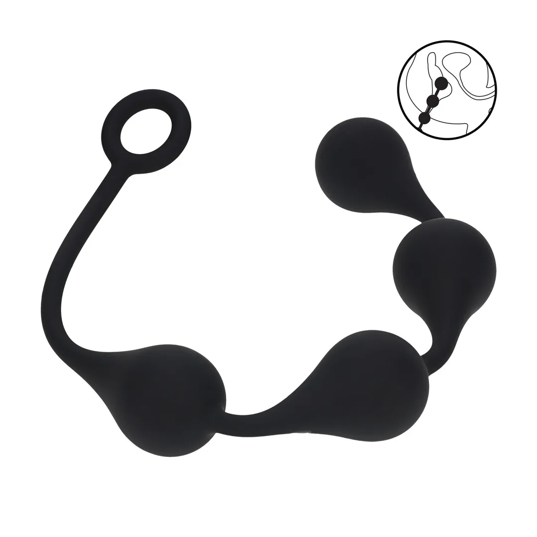 Waterdrop Siliconen Anale Ballen - L - 40mm - Zwart