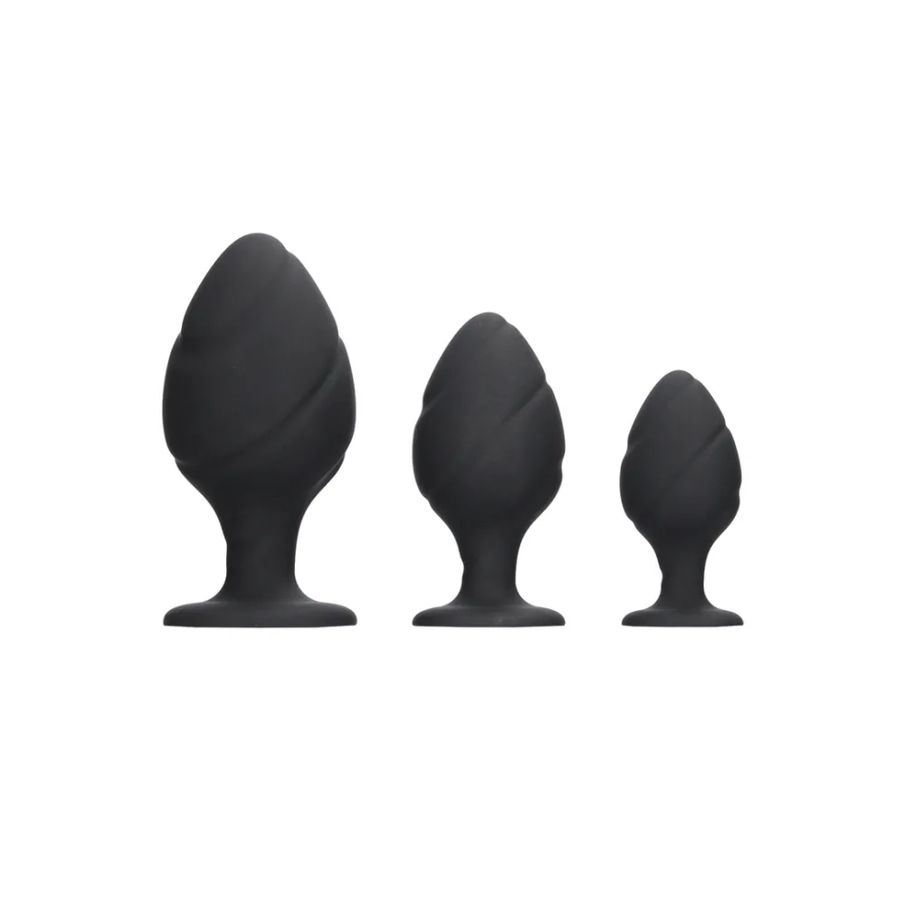 Gedraaid Butt Plug Set - Zwart