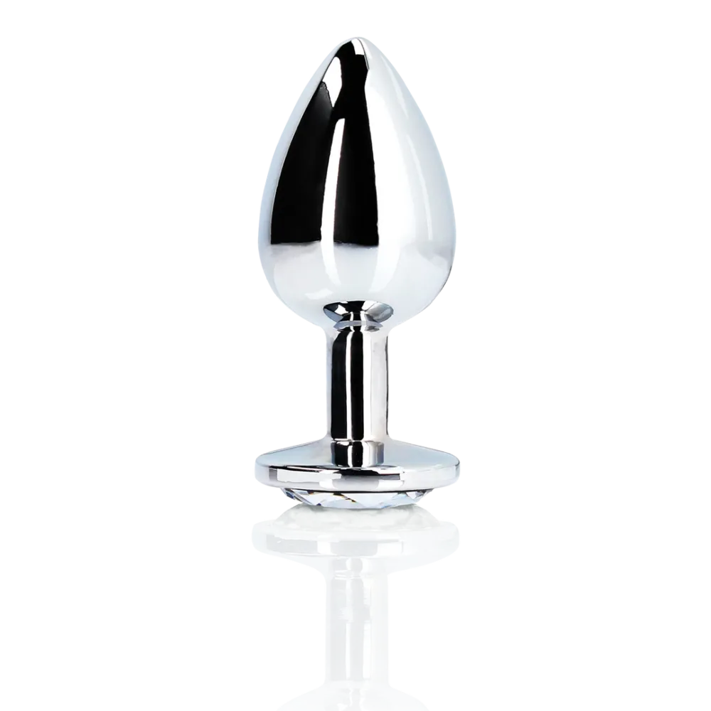 Ronde Gem Butt Plug - Medium - Zilver/Diamant