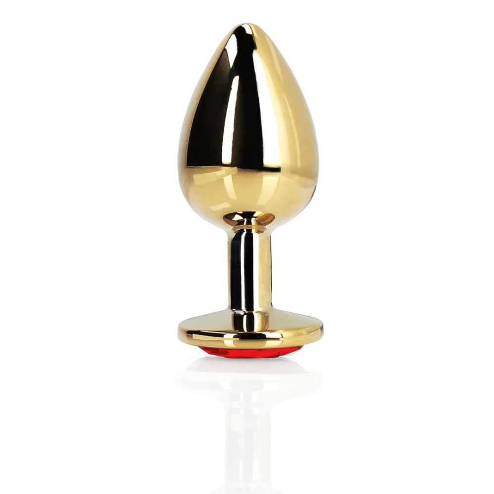 Hart Edelhart Buttplug - Groot - Goud/Ruby Rood