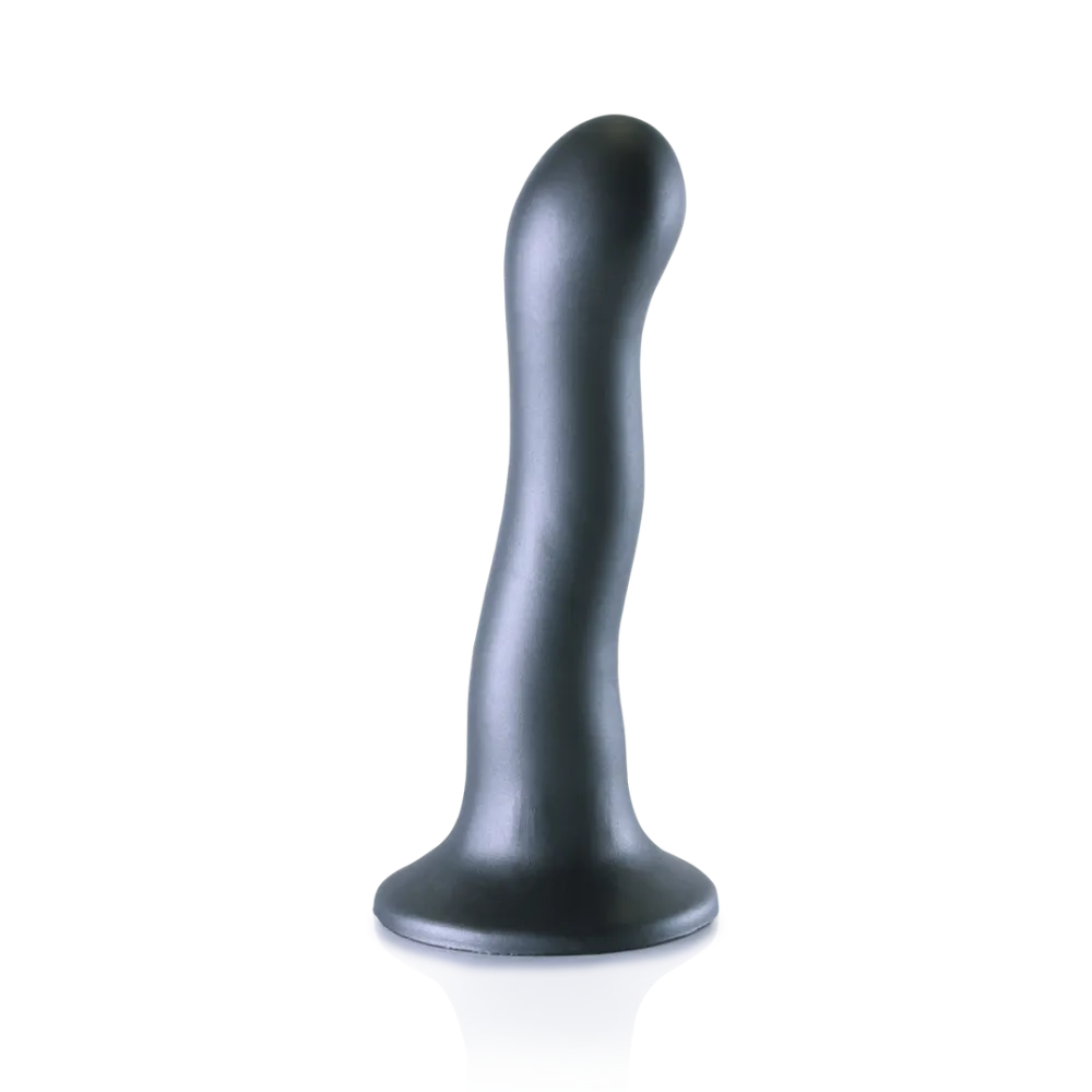 Ultra Soft Silicone Curvy G-Spot Dildo - 7'' / 17 cm - Gunmetal