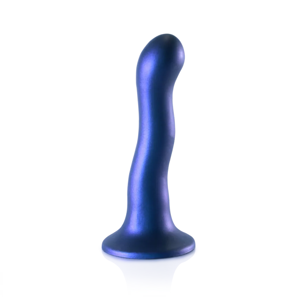 Ultra Zachte Siliconen Curve G-Spot Dildo - 7'' / 17 cm - Metallic Blauw