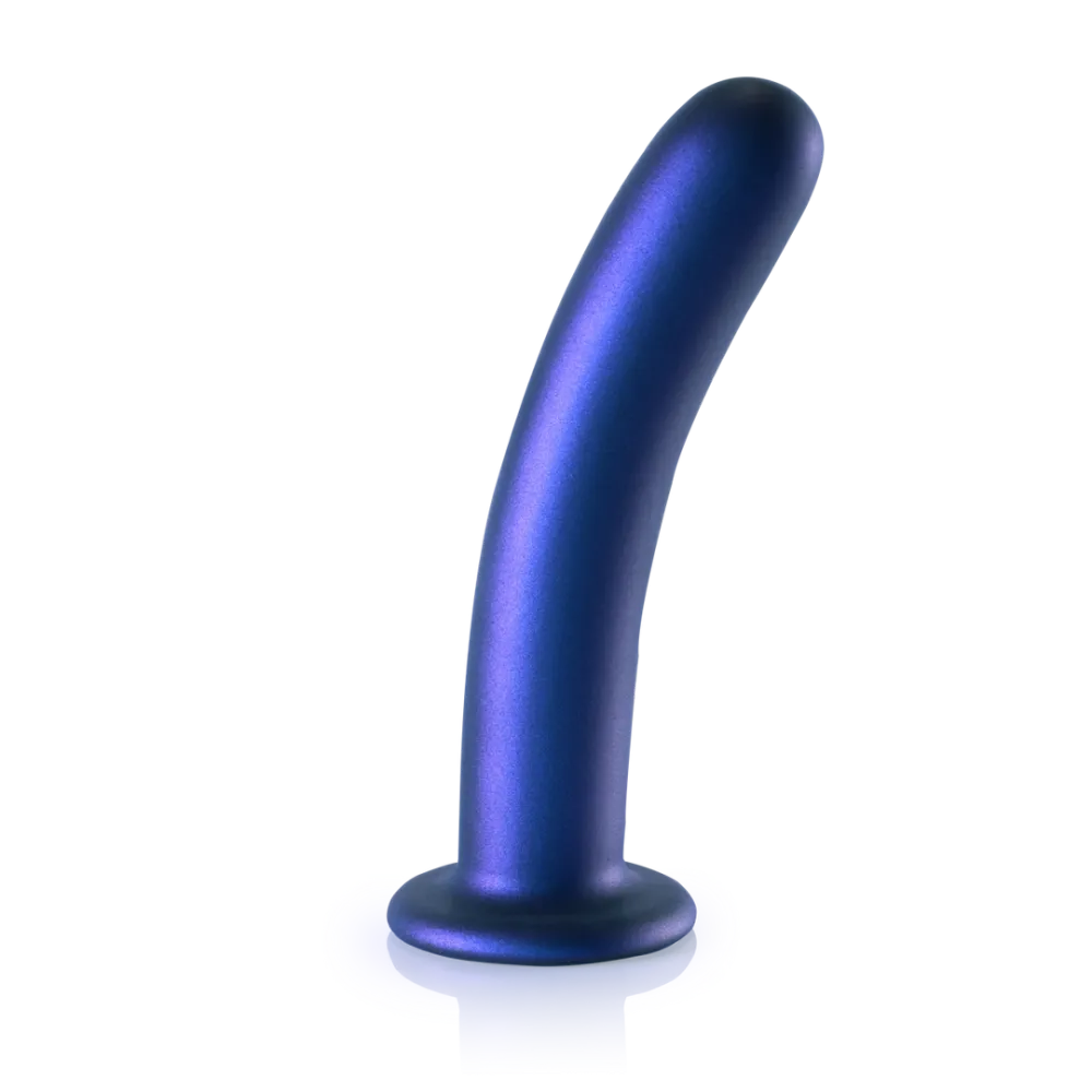 Zachte Silicone G-Spot Dildo - 7'' / 17 cm - Metallic Blauw