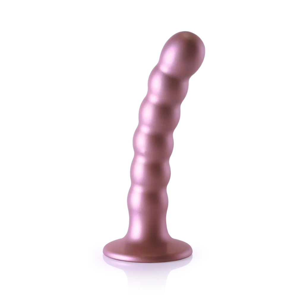 Beaded Silicone G-Spot Dildo - 5'' / 13 cm - Roségoud