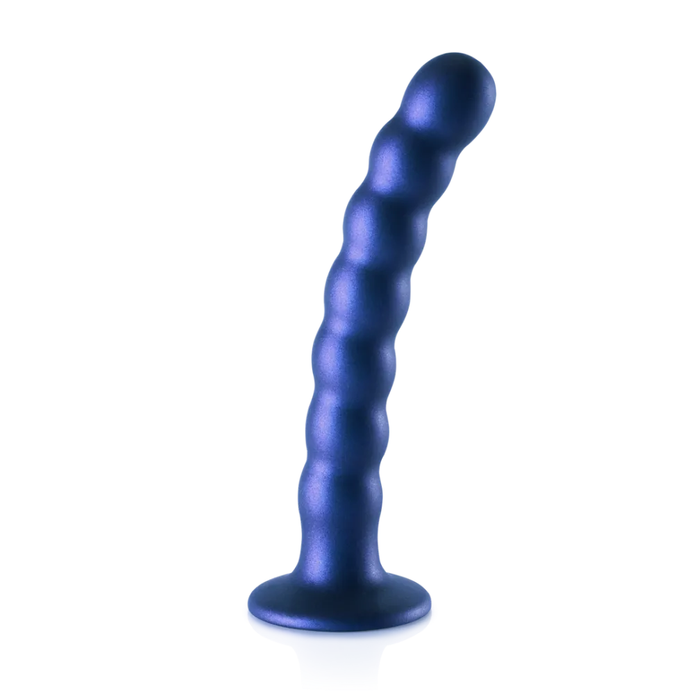 Beaded Silicone G-Spot Dildo - 6,5'' / 16,5 cm - Metallic Blauw