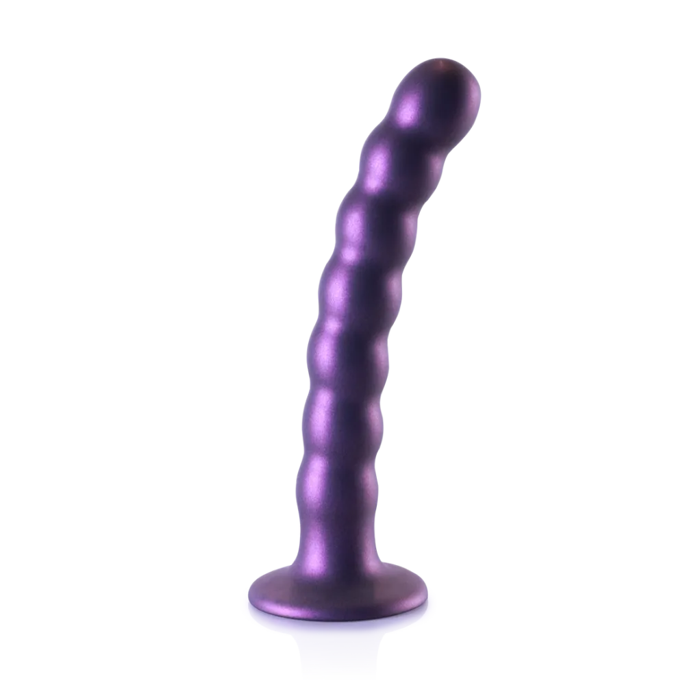 Beaded Silicone G-Spot Dildo - 6,5'' / 16,5 cm - Metallic Paars