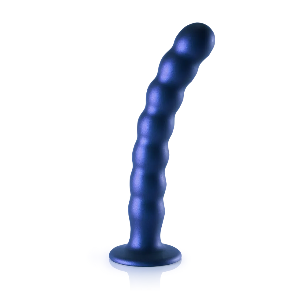 Beaded Silicone G-Spot Dildo - 8'' / 20,5 cm - Metallic Blauw