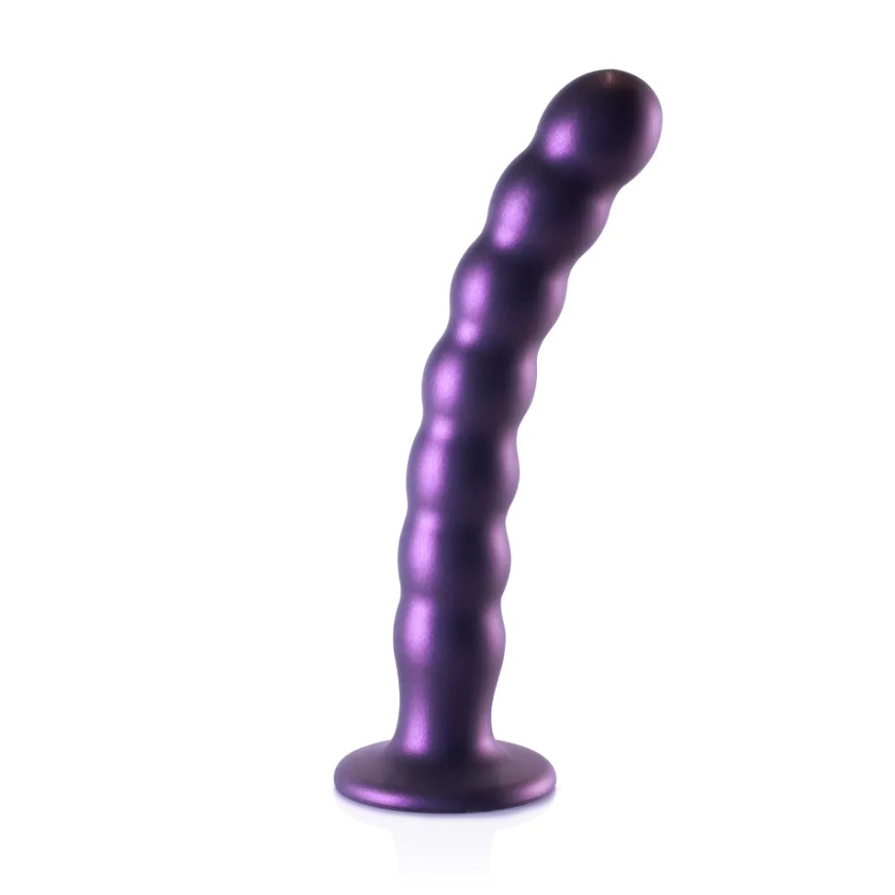 Gekralde Silicone G-Spot Dildo - 8'' / 20,5 cm - Metallic Paars