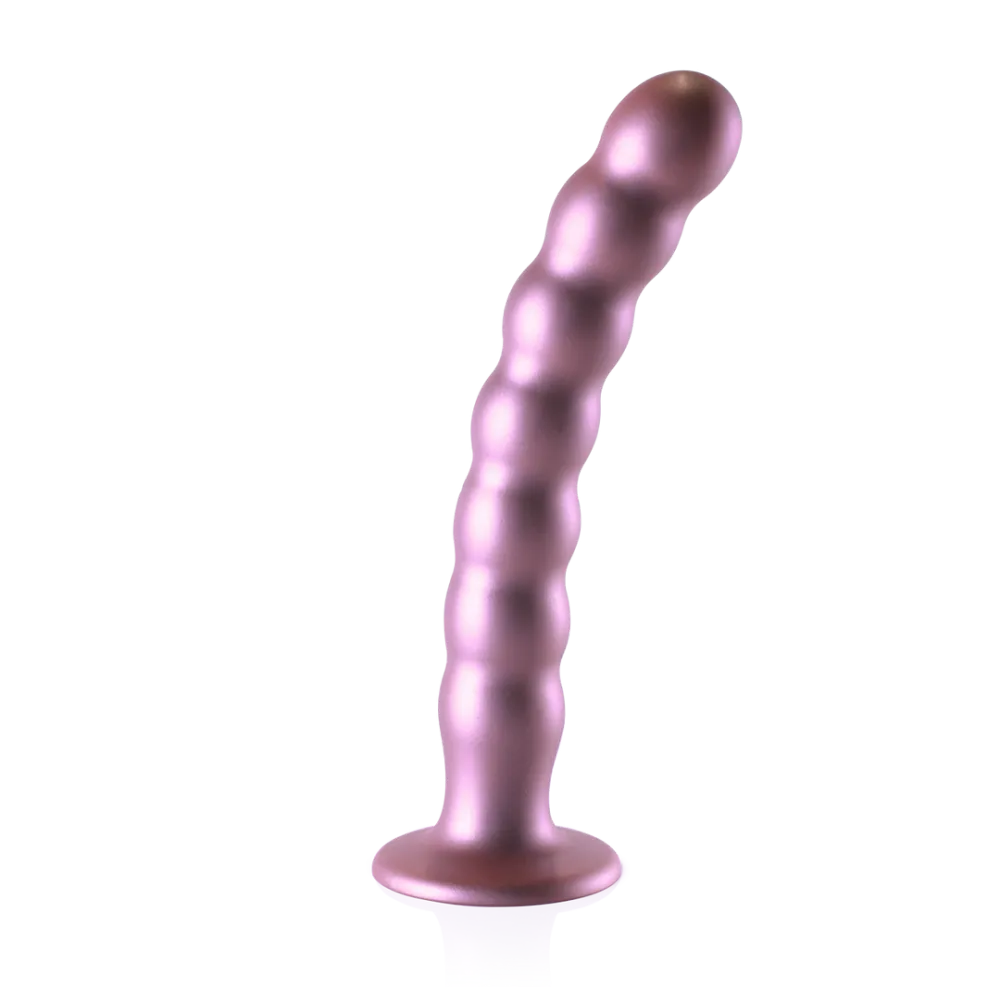 Beaded Silicone G-Spot Dildo - 8'' / 20,5 cm - Rosé Goud