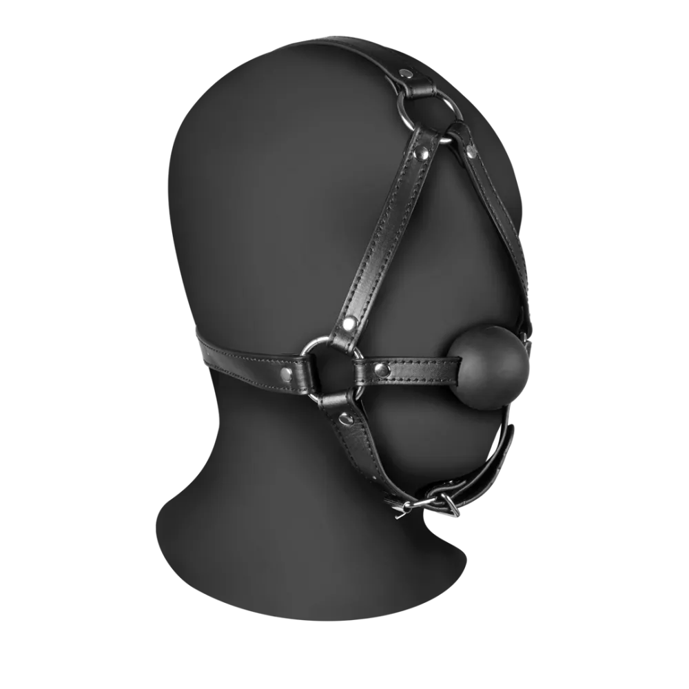 Hoofdharnas met Solid Ball Gag - Zwart
