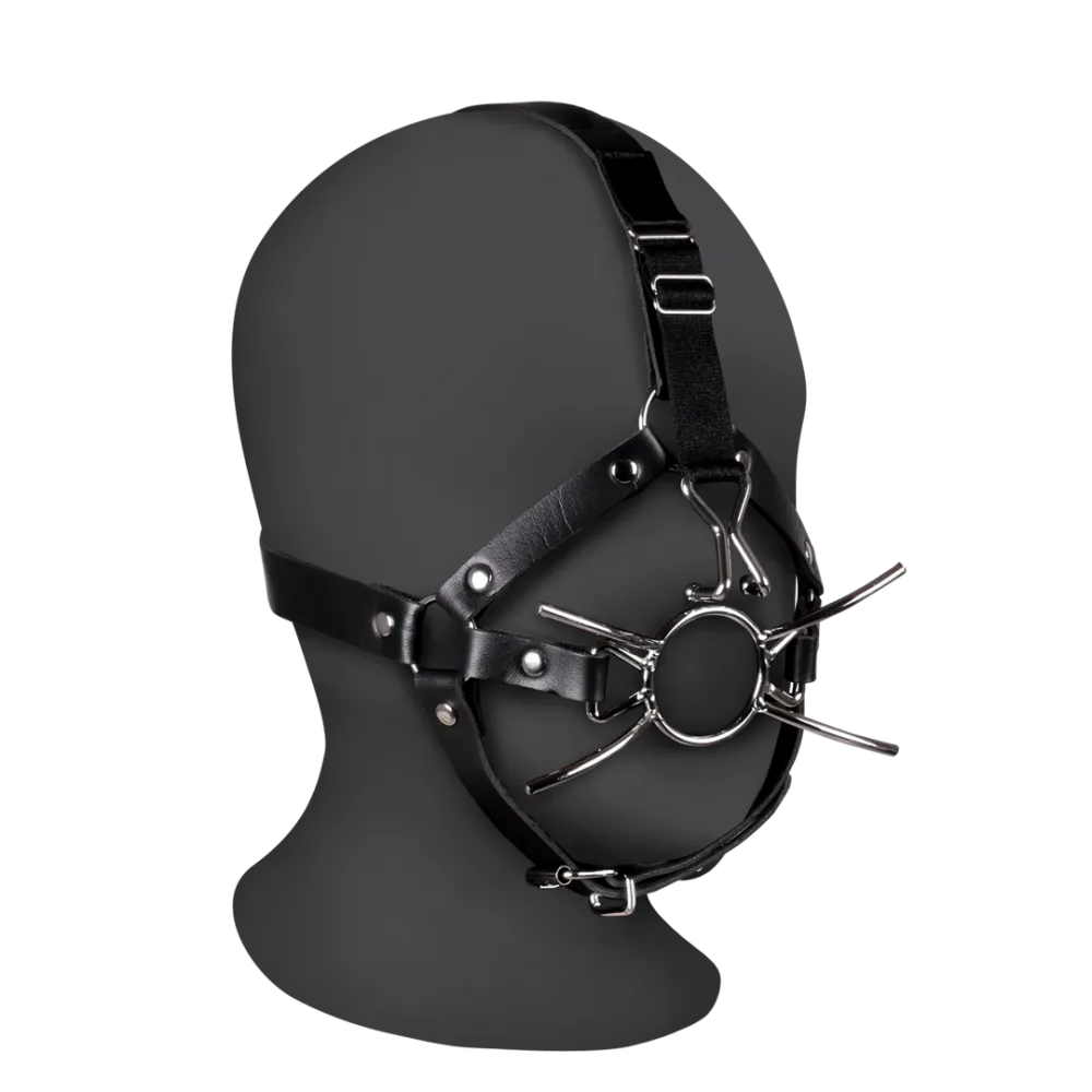 Hoofdharnas met Spider Gag en Neus Haken - Zwart