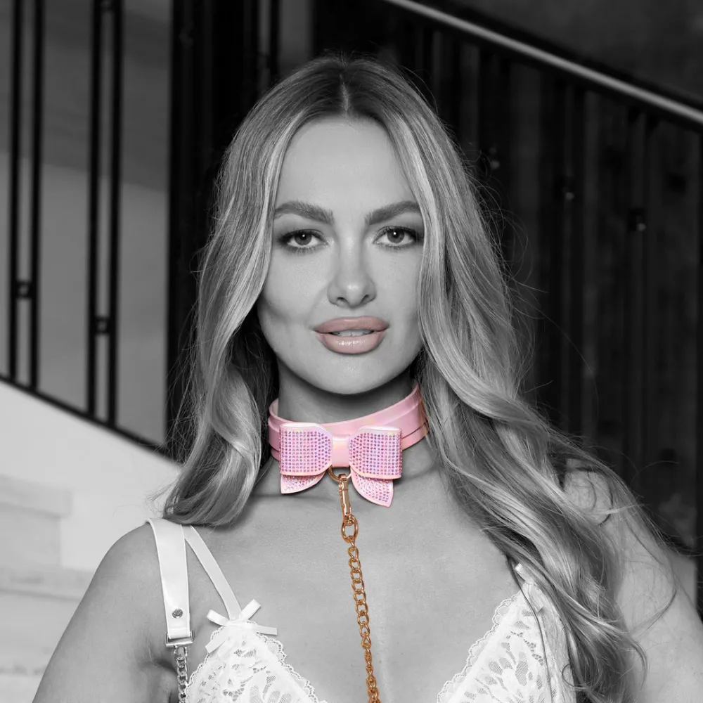 Paris Collectie - Halsband met Leash - Roze