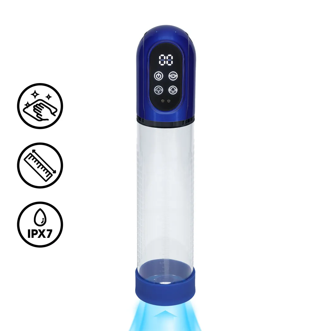 Engage - Automatische Waterdichte Penis Pomp en Masturbator - Metallic Blauw