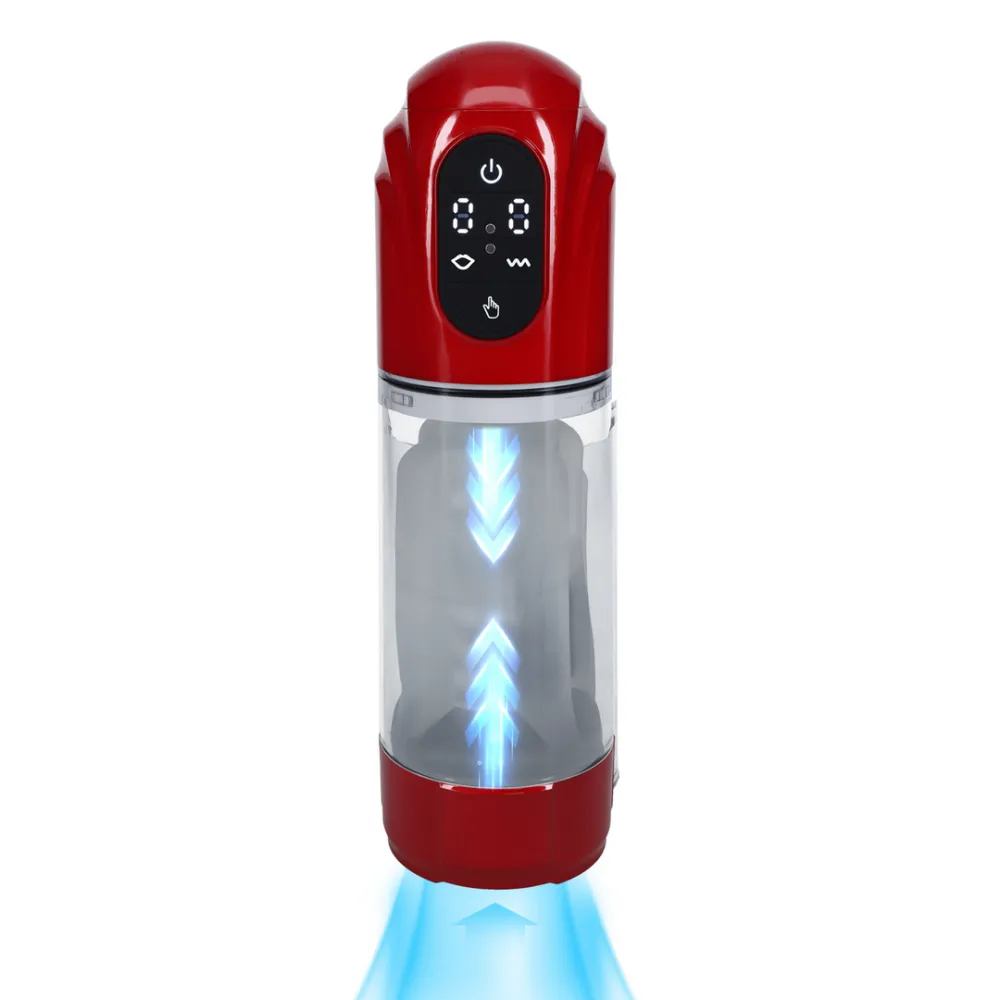 TechnoThrust - Automatische Waterdichte Masturbator Pomp - Metallic Rood