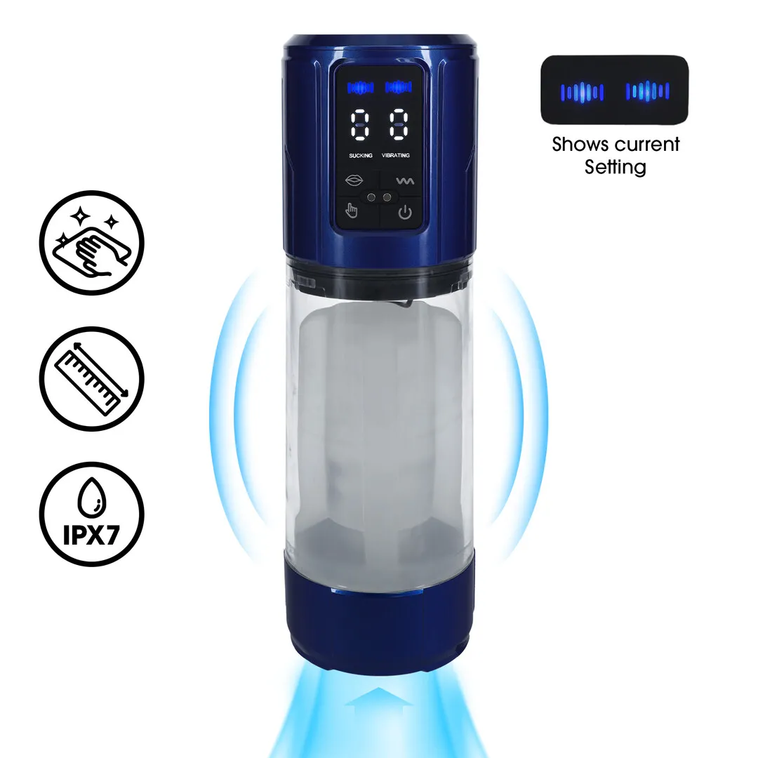 UltraLift - Automatische Waterdichte Masturbator Pomp - Metallic Blauw