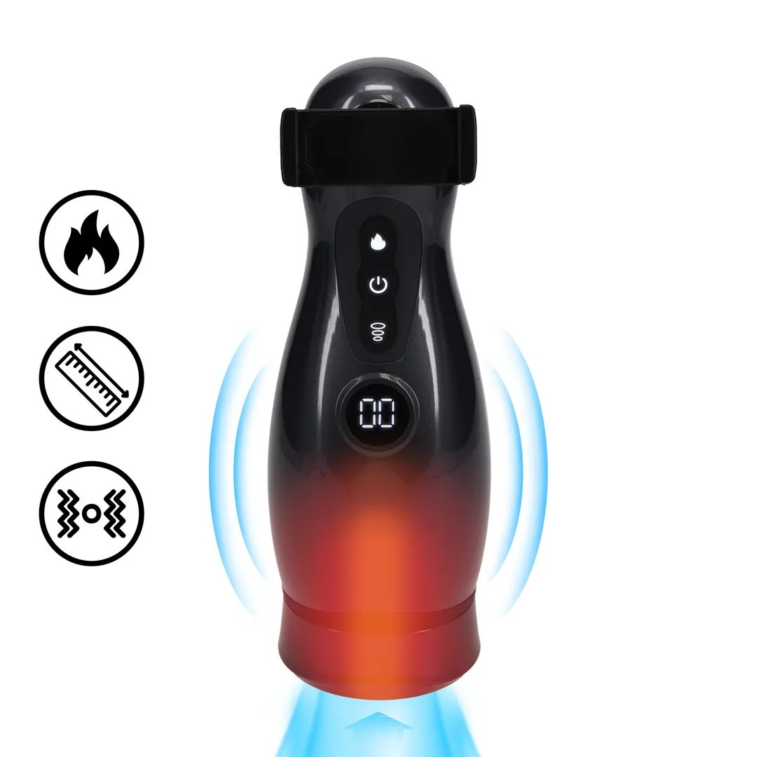 Virtuo - Zuig- en Vibratie Masturbator Pomp met Telefoonbevestiging - Gun Metal