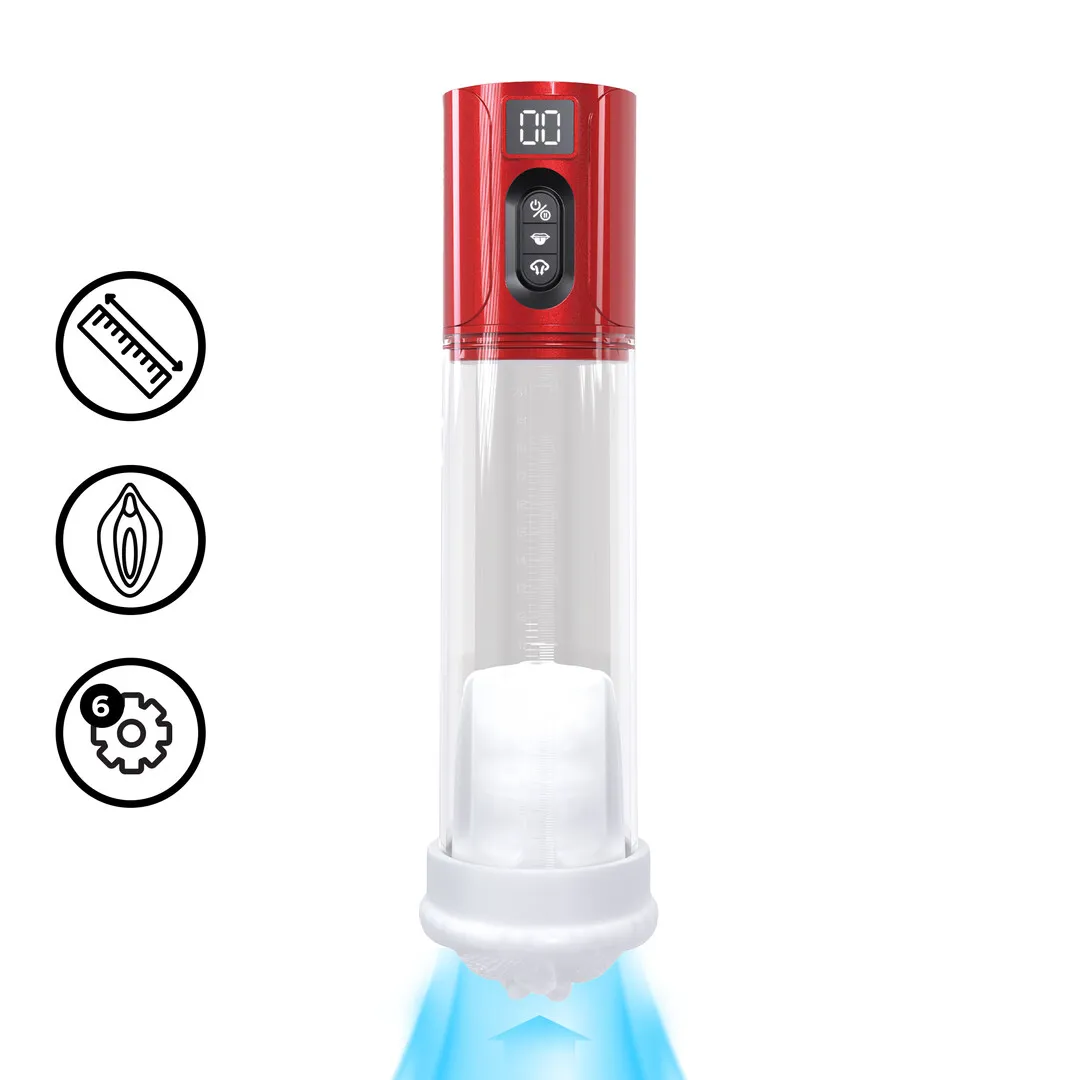 MaxLift - 6 Function Suction Masturbator Pump - Metallic Red