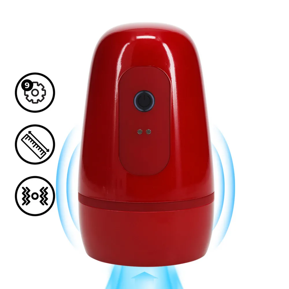 Pulsar - Negatieve Druk Zuig- en Trillingsmasturbator Pomp - Metallic Rood