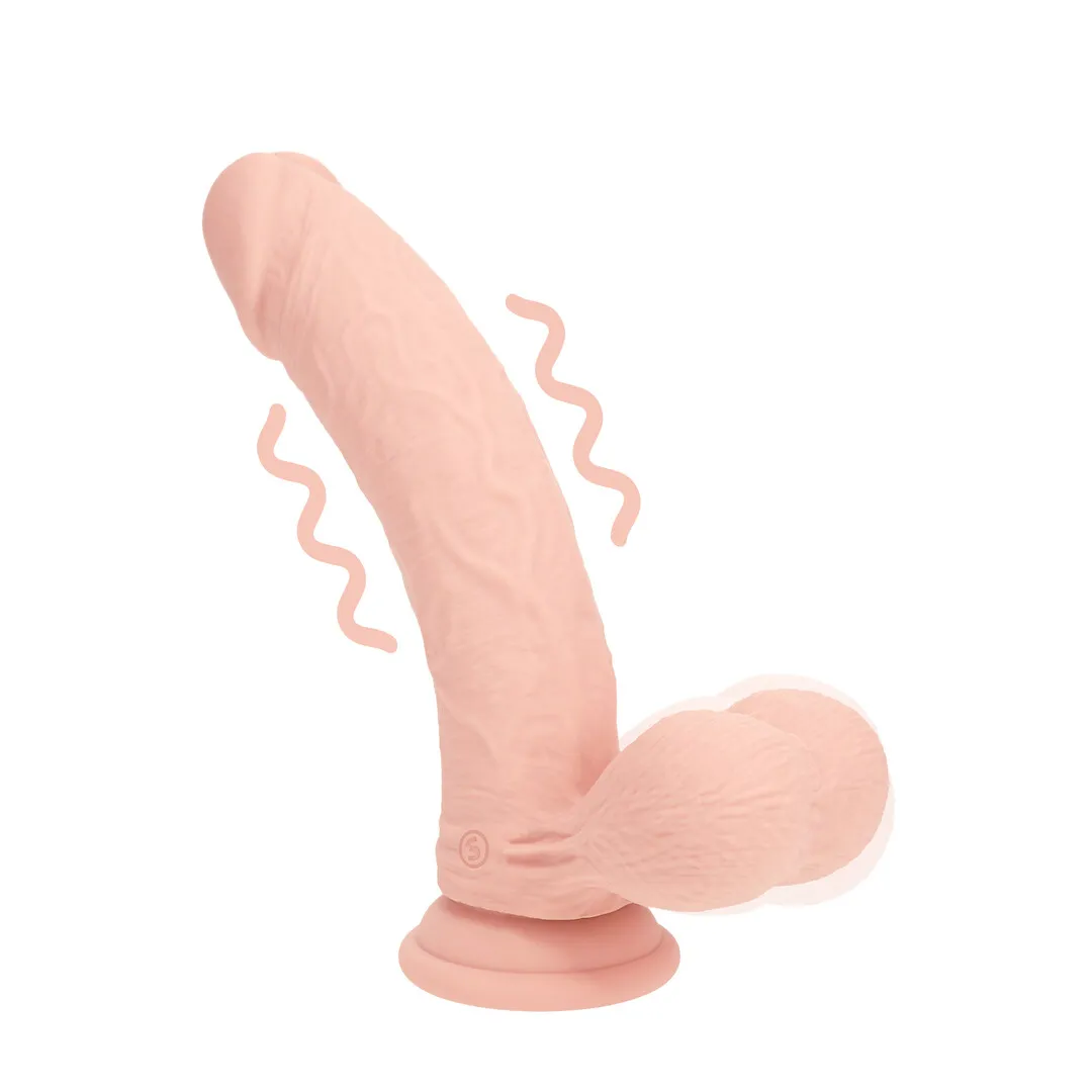 Dual Density Rechargeable Liquid Silicone Vibrator - Curved with Weighted Balls - 7 / 18 cm - Flesh