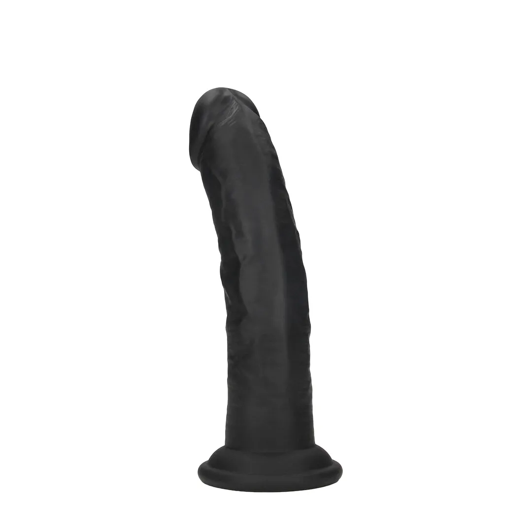 Dual Density Silicone Gebogen Realistische Dildo met Zuignap - 6 / 15,5 cm - Zwart
